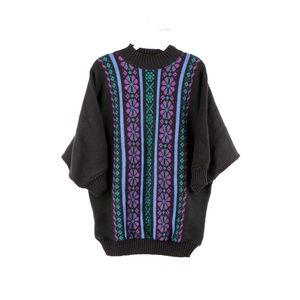 Vintage 80s Geometric Striped Colorful Sweater